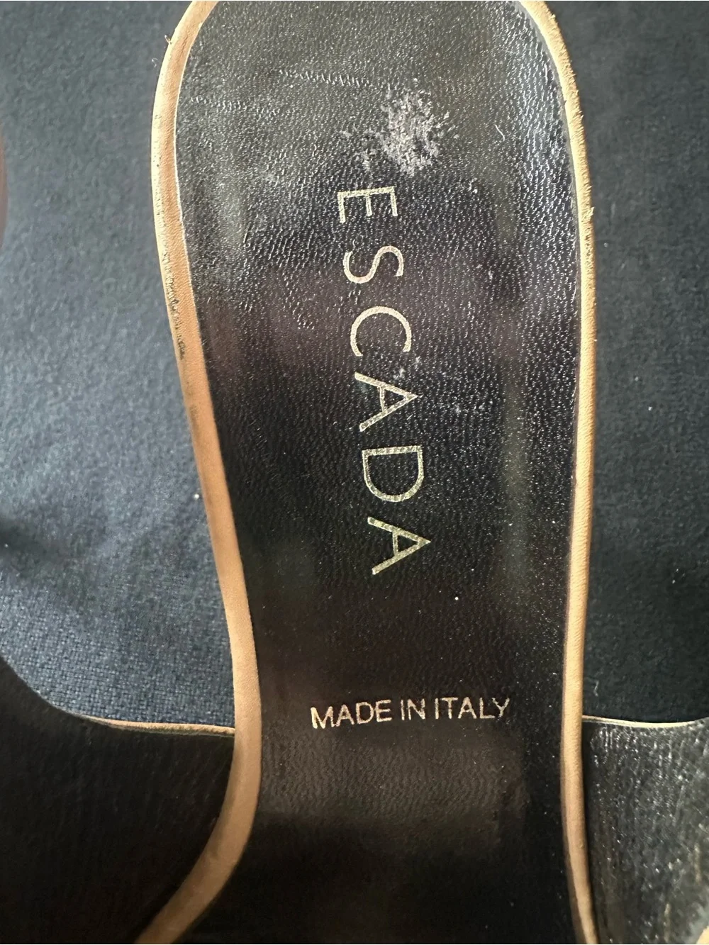 Escada Camel Tan Pointed-Toe Slingback Stiletto Heels 38.5 made in Italy